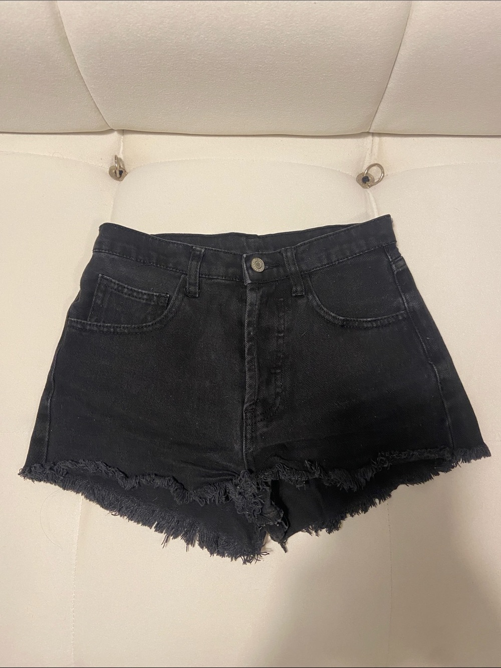 High-Waist Black Denim Cutoff Shorts
